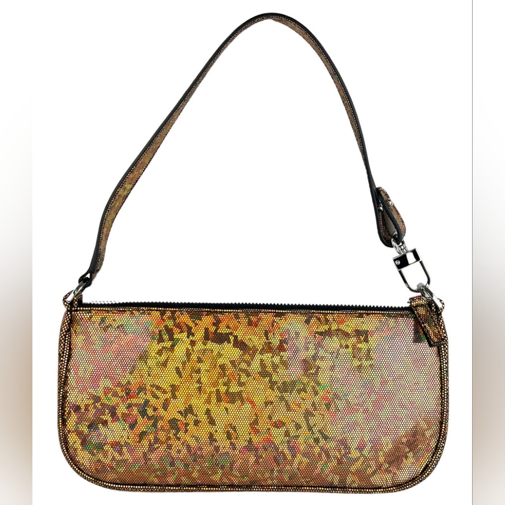 NWT By Far Disco Hologram leather bag in bronze